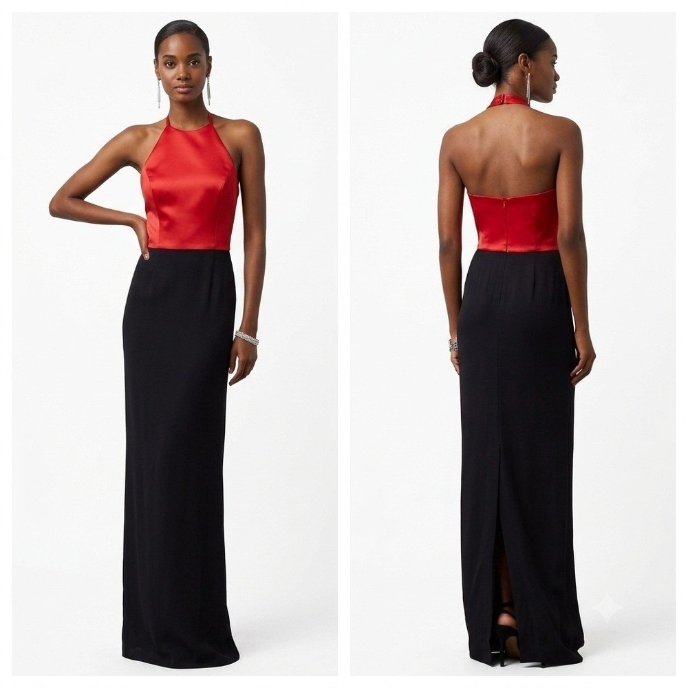 NWT Ralph Lauren Collection Shaniya Satin-Back-Crepe Maxi Column Skirt Black 8